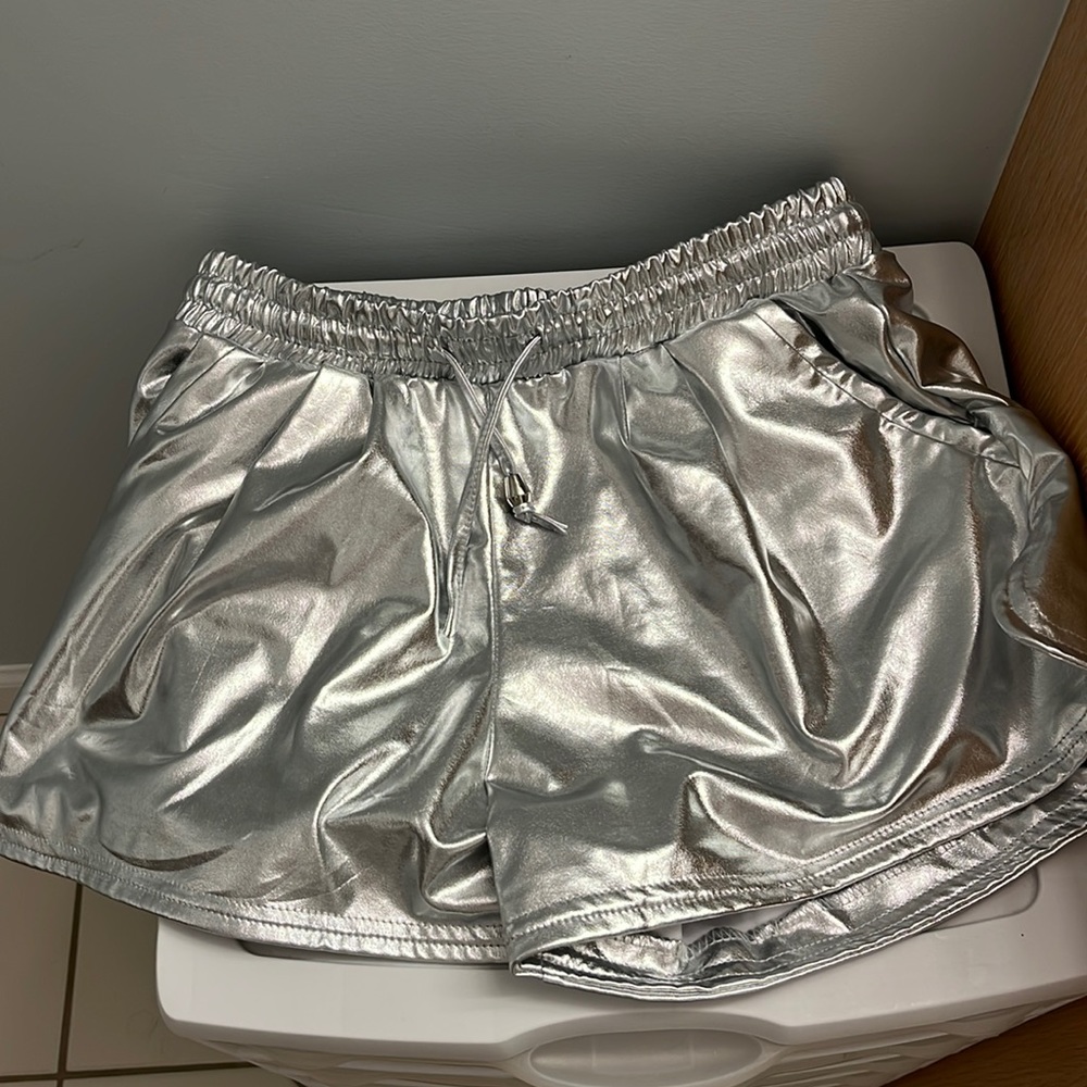 bright silver shorts
